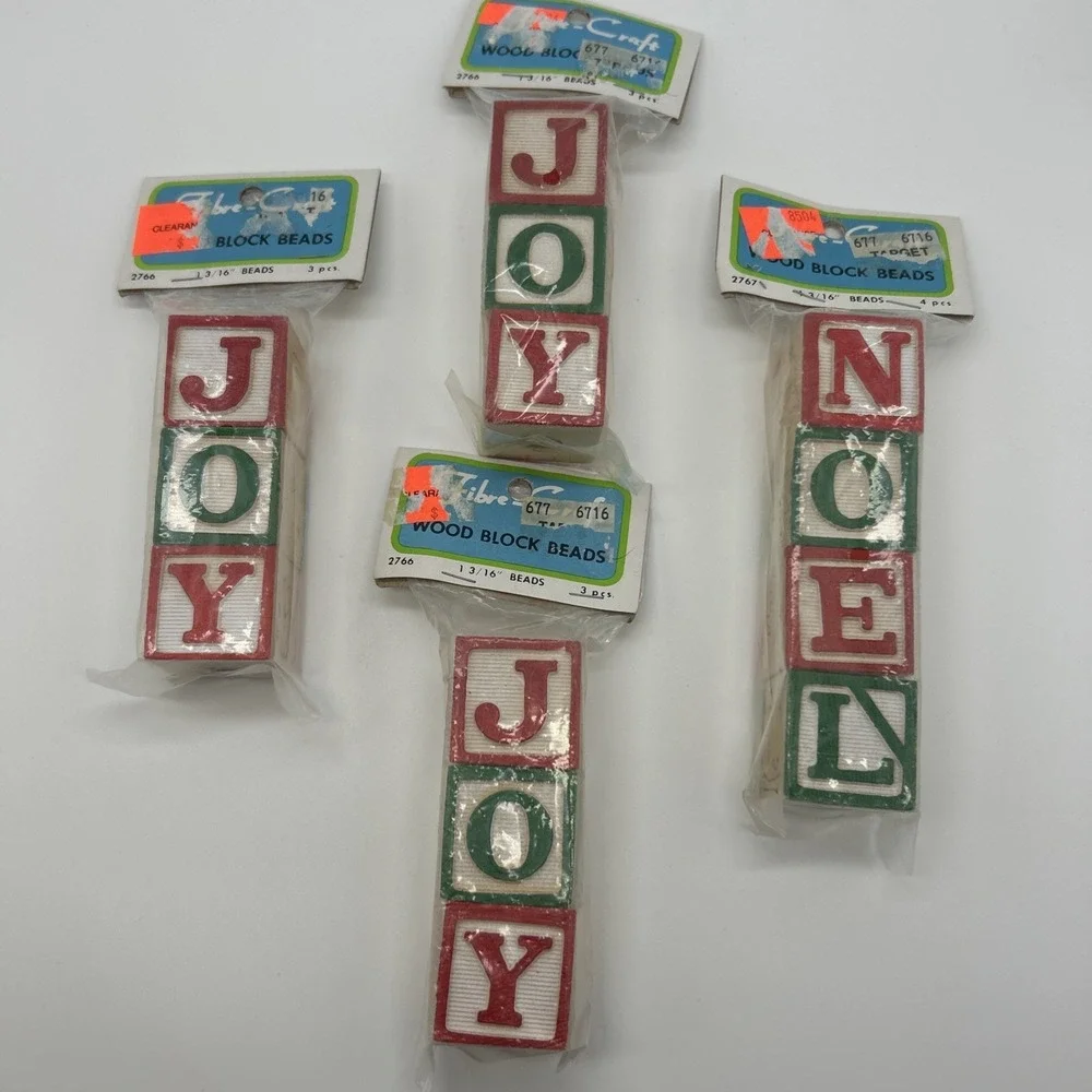 Vintage Lot Painted Wooden Letter Blocks Christmas Noel Joy Crafts Imperfect